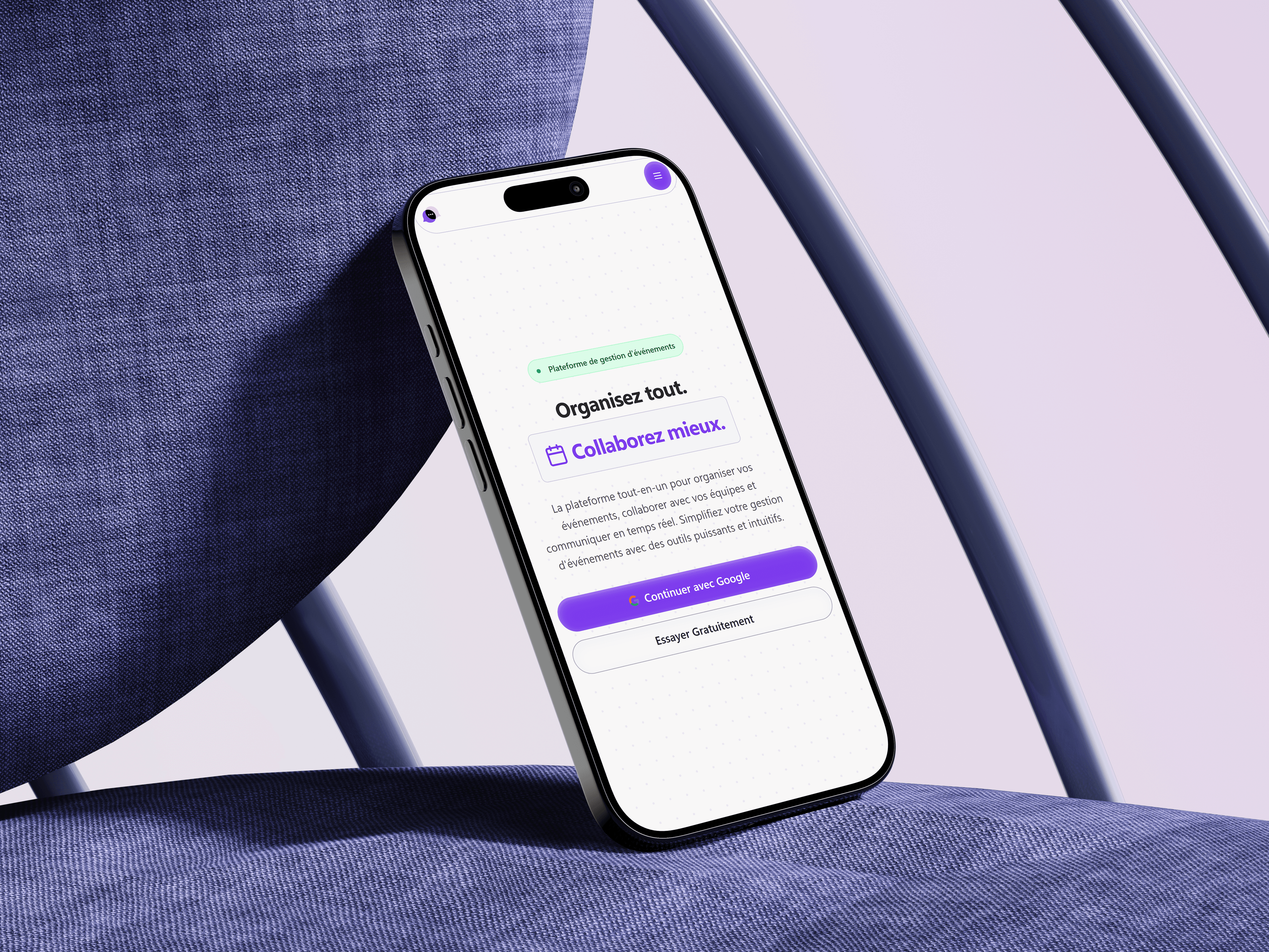 Teamify • Application de gestion événementielle mobile view