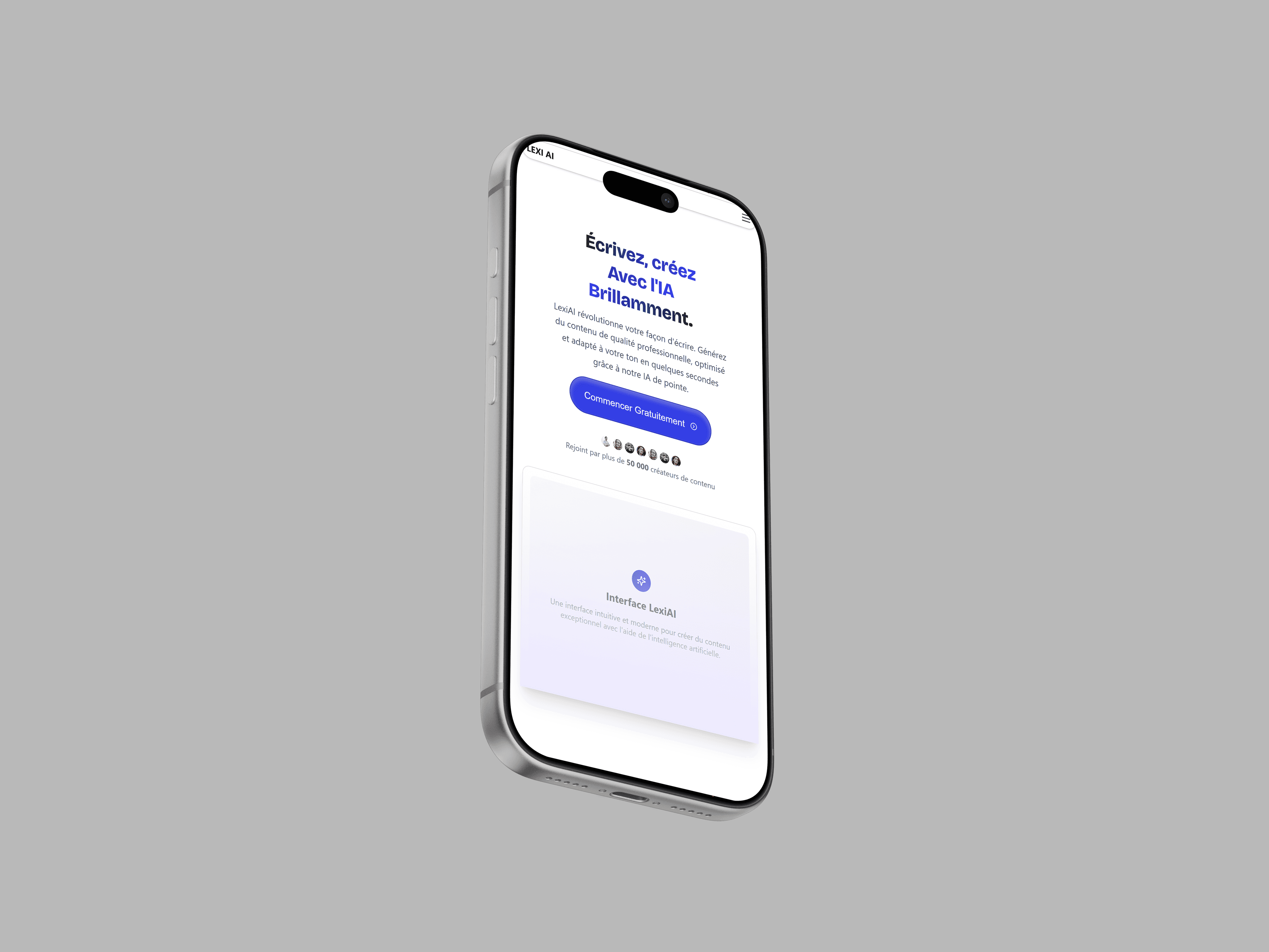 Lexi AI • Landing page mobile view
